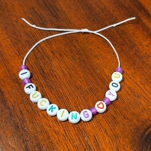 I fucking love you bracelet with round letter beads
